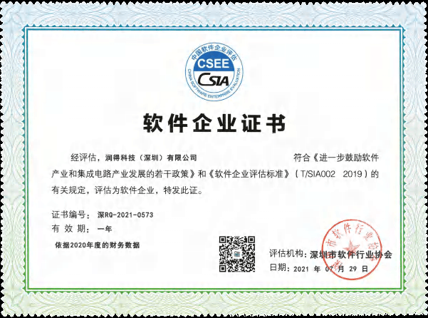 Software certificate